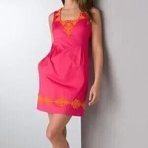 Lilly Pulitzer Morgan Dress Pink Beaded Sleeveless Cotton Summer Women 8